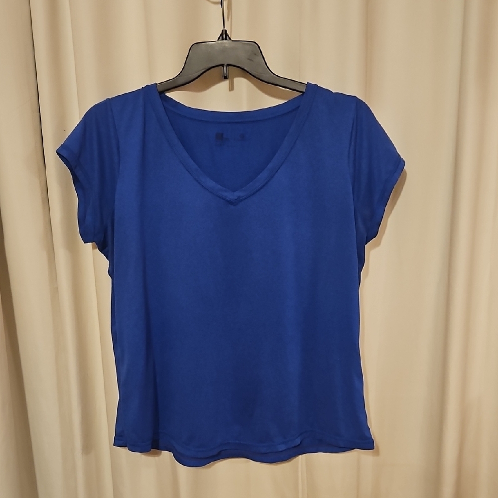 Xersion Royal Blue V-Neck Short Sleeve Top